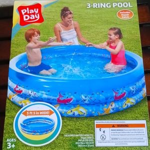 Play Day 3-Ring Pool Blue Shark 5'5" NEW SEALED